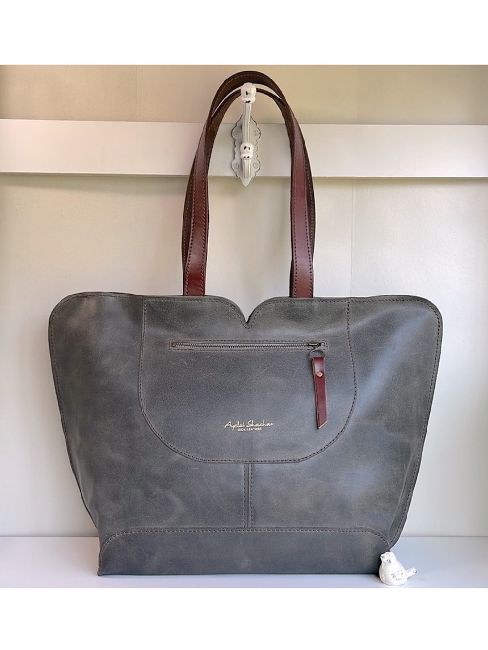 Ayelet Shachar Laguna Genuine Leather Tote Shoulder Bag Made In Israel
